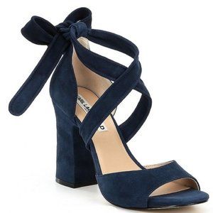 Karl Lagerfeld Navy Racha Ankle Tie Suede Sandals